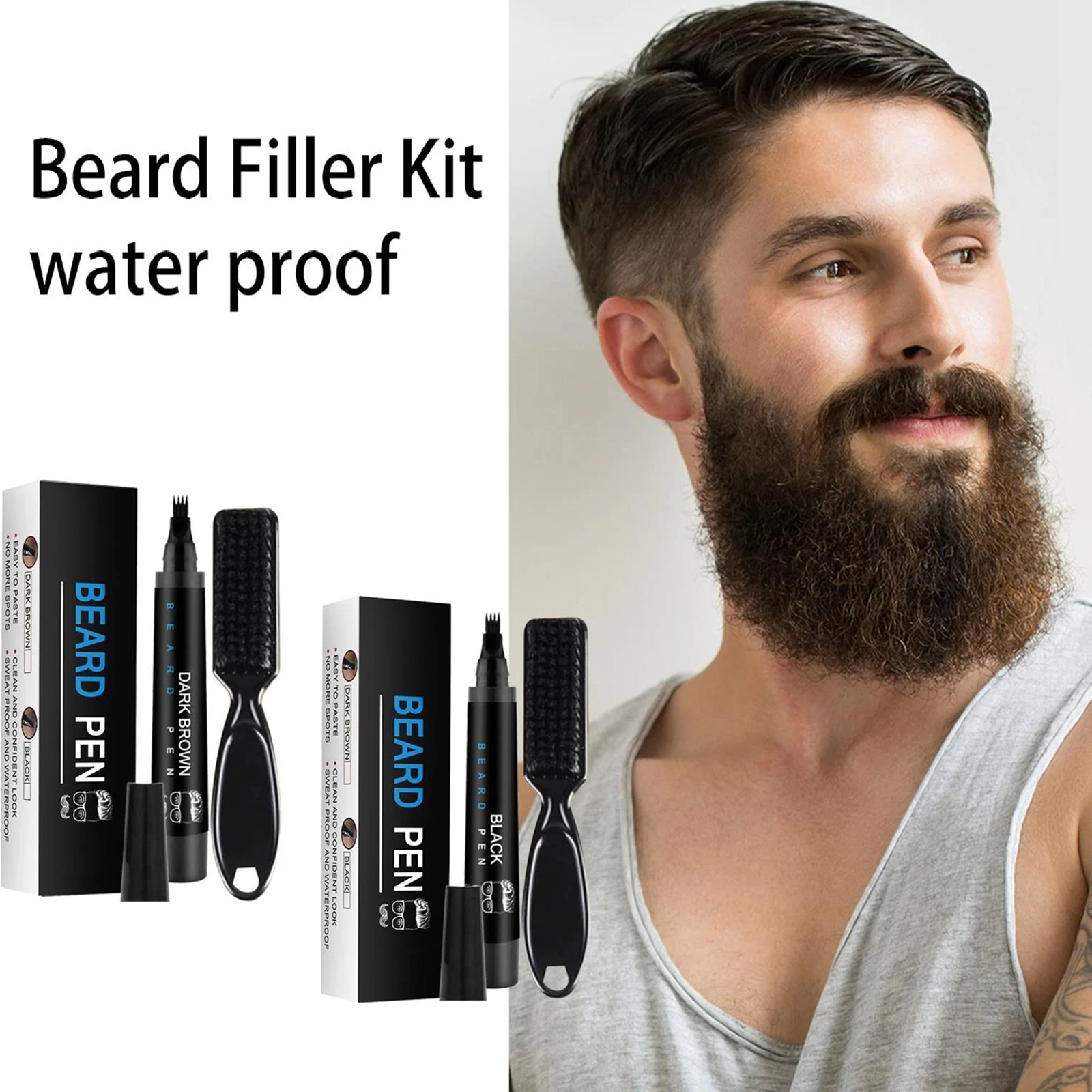 Карандаш для бороды наполнитель мужчин ручка заполнения набор с щеткой мужской