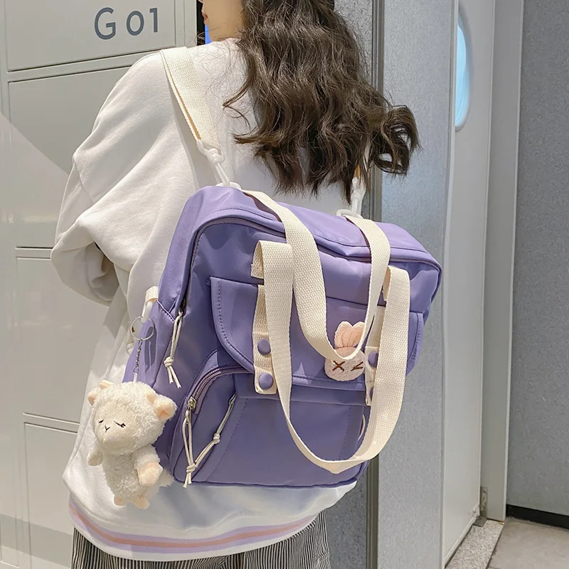 Nylon Backpack Women Solid Color Travel Waterproof Students Schoolbag Girls Shoulder Bags for Women Backpack Mochilas Para Mujer