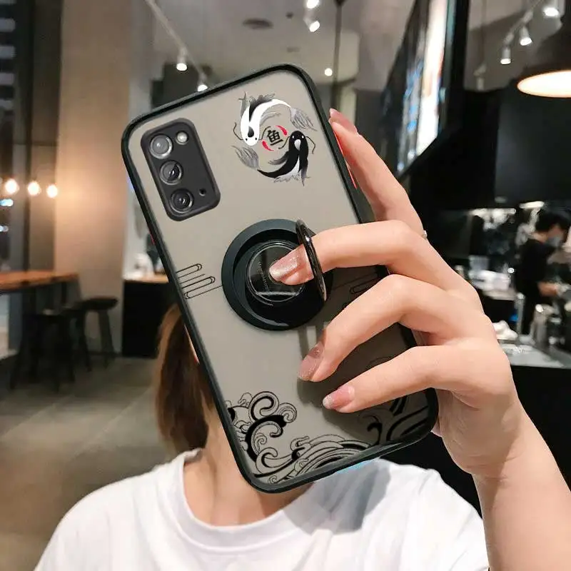 Чехол для телефона Note20 Balance of Koi с кольцом Samsung Galaxy Note 20 10 9 8 Ultra Plus M54 M34 M33 F15 M14 M13