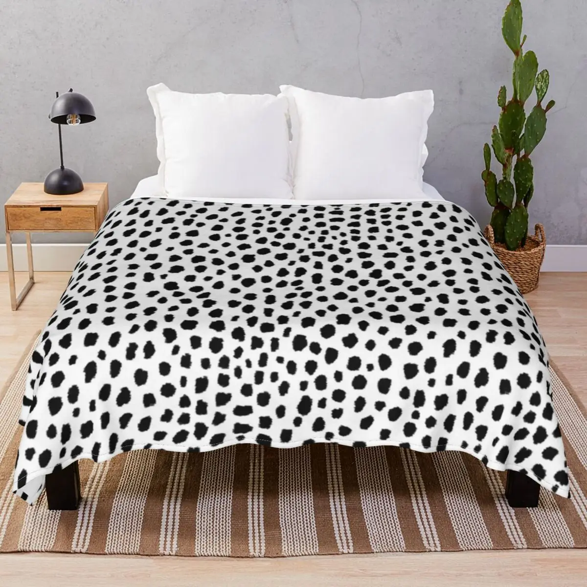 Dalmatian Spots Black white Blankets Coral Fleece Autumn/Winter Ultra-Soft Throw Blanket for Bedding Home Couch Camp Office