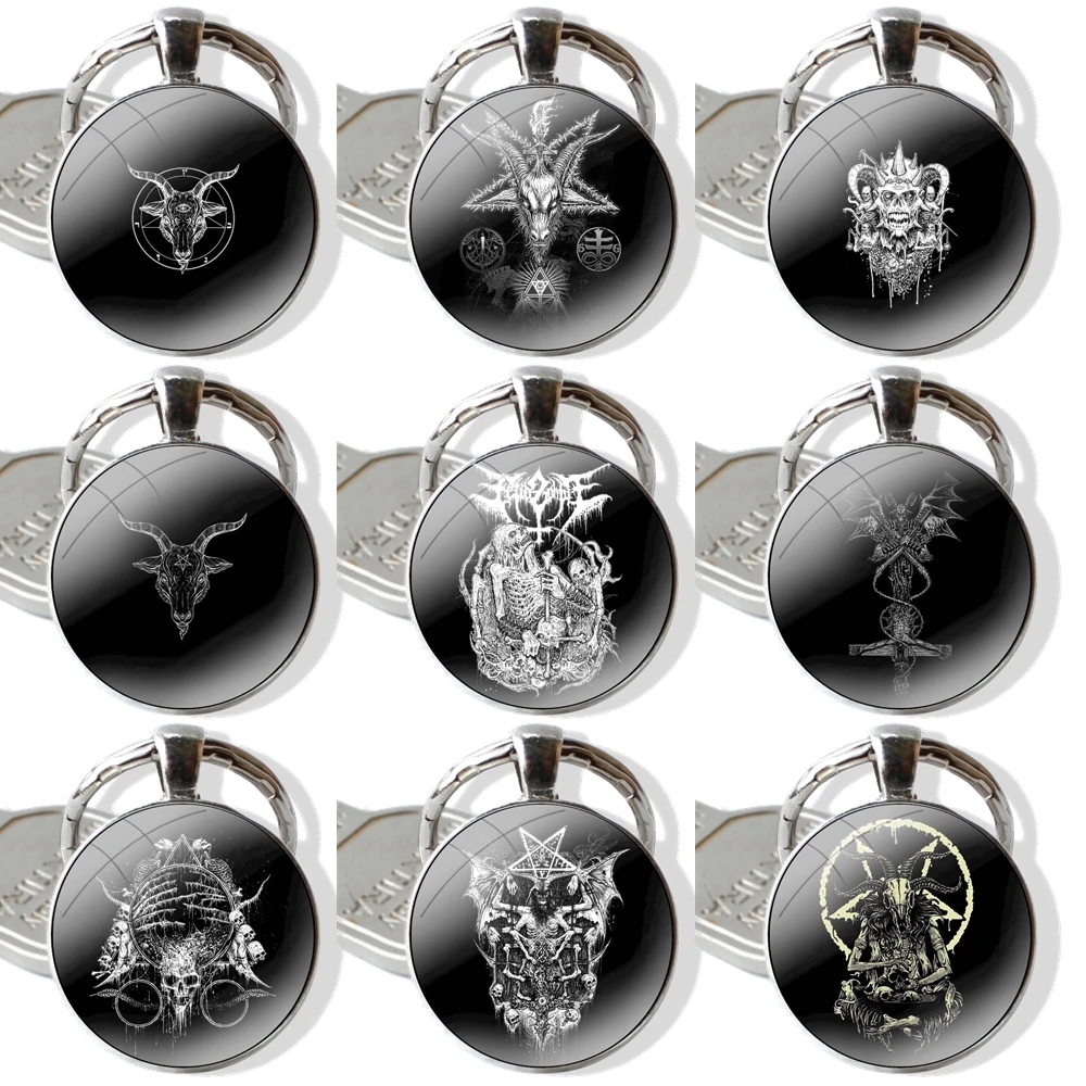 

Pendant Car Key Chains Handmade Glass Cabochon Keychain Fashion Cartoon Design Creative Devil Satan