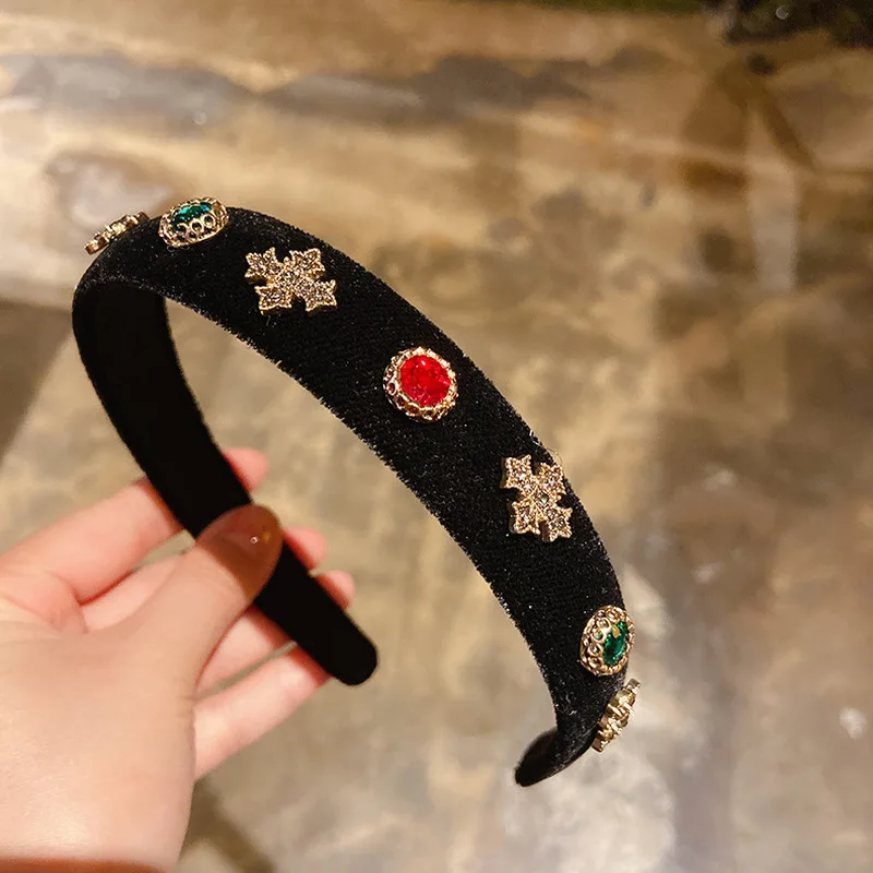 Crystal Round Star Geometric Velour Hairband Hair Accessories