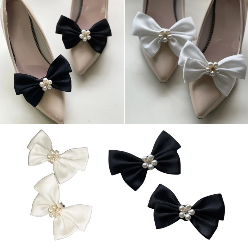 

R3MC Bow Shoes Clips Removable Shoe Charms Bowknot Shoes Buckle Jewelry Decor
