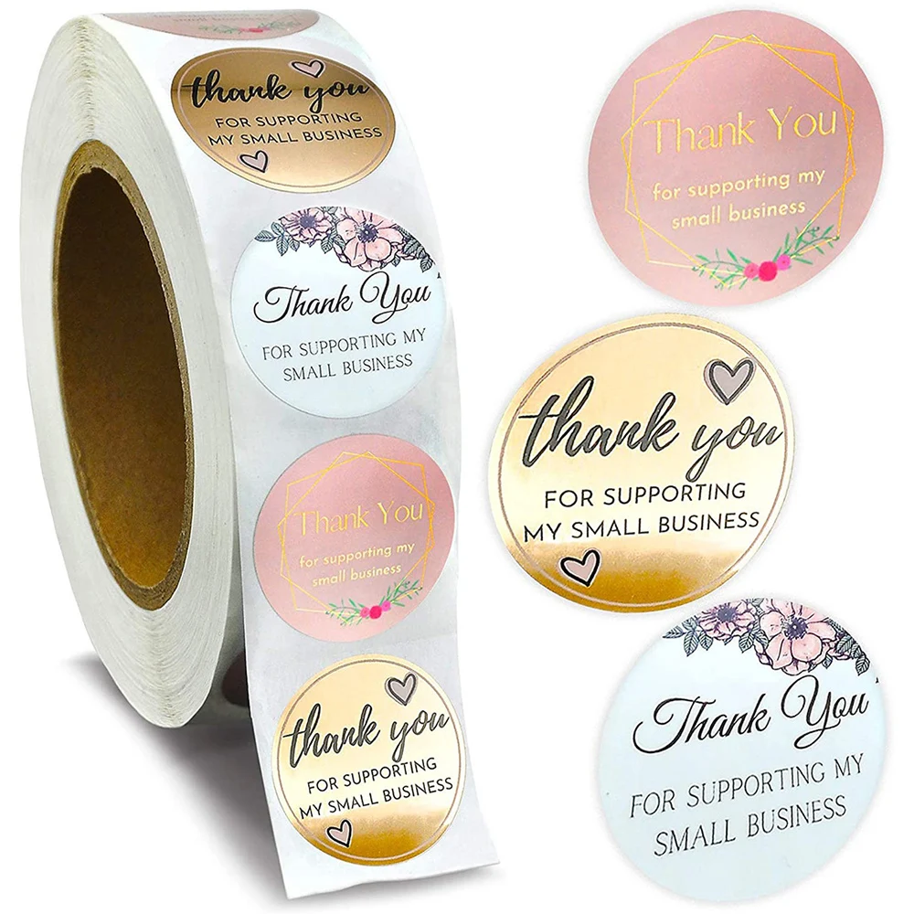

100-500pcs Thank You For Supporting My Small Business Floral Sticker Gift Packaging Seal Label Scrapbooking Stationery Sticker