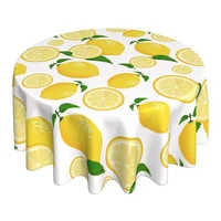 yellow lemon tablecloth round 60 inch spring summer lemon kitchen decor table cloths rustic with wrinkle resistant for tabletop