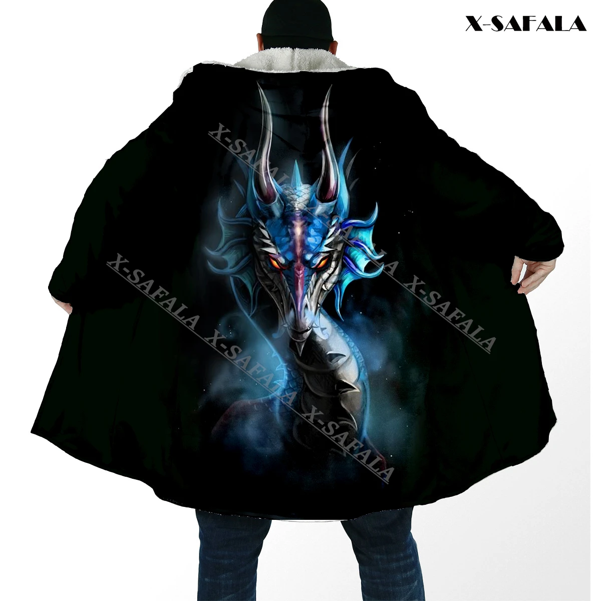 Длинная толстовка с капюшоном и принтом в виде дракона |