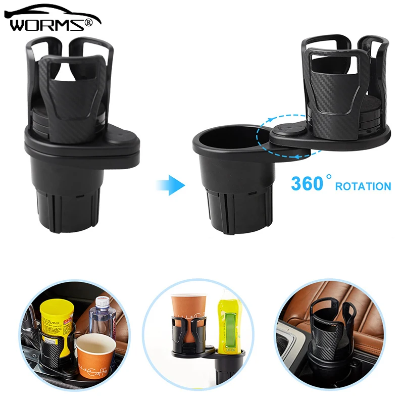 

360 Degree Rotating Slip-proof Dual Cup Holder 2 In 1 Vehicle-mounted Water Car Black Cup Holder Multifunctional Auto Accessory
