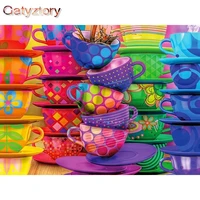 gatyztory 60%c3%9775cm painting by numbers colorful cups canvas drawing handpainted kits acrylic paints home decor wall artwork