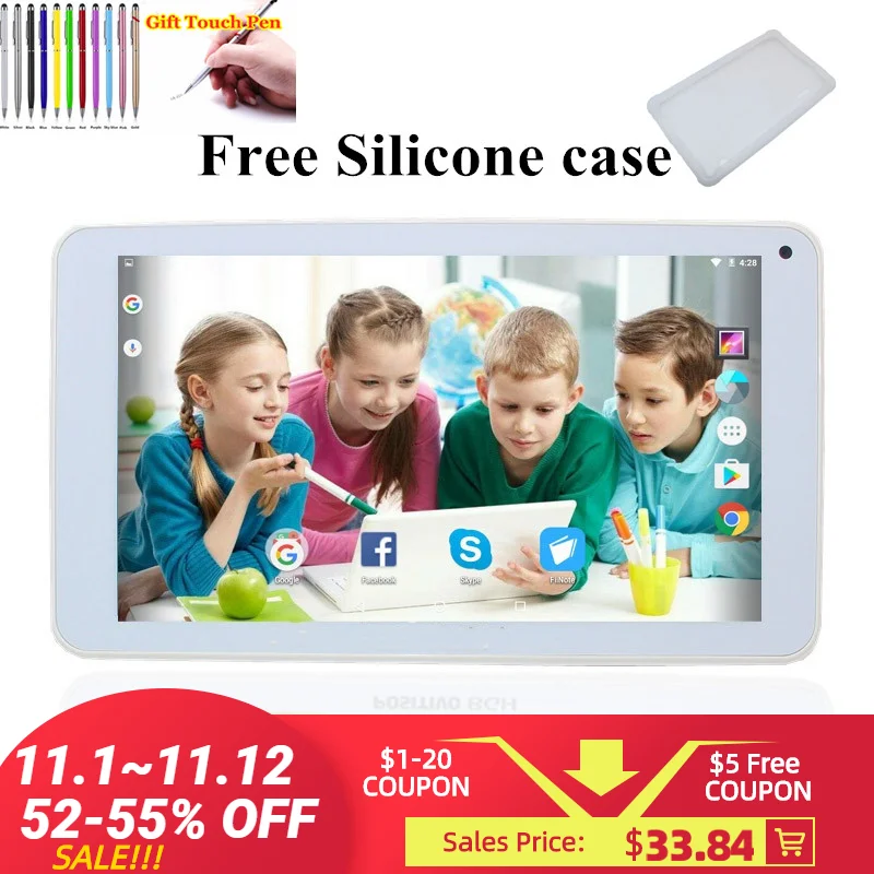 

7-дюймовый силиконовый чехол для Y700, планшетный ПК, Android 6,0, 1 ГБ/8 ГБ, четырехъядерный, 1024x600, белый планшет, Wi-Fi, HD экран, Мультитач для детей