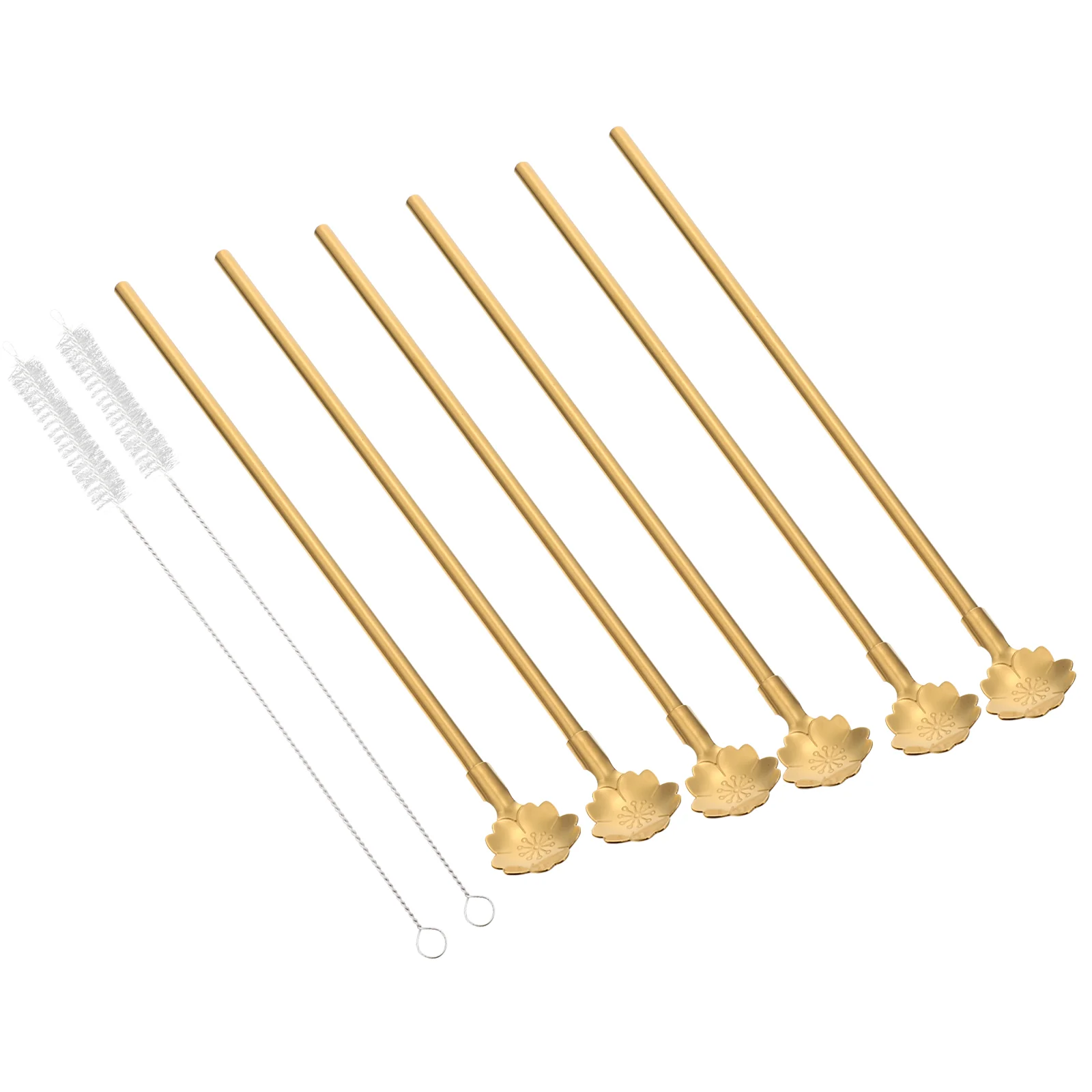 

8 Pcs Stainless Steel Straw Spoon Stirring Spoons Whisking Sticks Straw Spoons