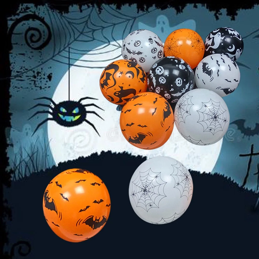 

10 Pcs Halloween Latex Balloons Decoration Bat Pumpkin Skull Thickened Balloon Halloween Holiday Party Home Decorations