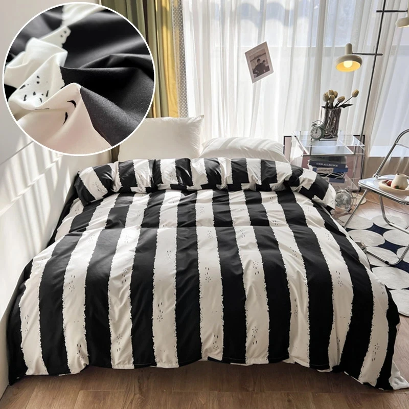 

1pc Quilt Cover 180x220 Black White Duvet Covers for Girls Boys Room Stripe Bed Cover постельное белье (No Pillowcase)