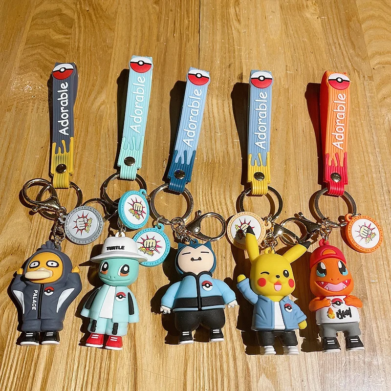

Брелок с персонажами мультфильмов Покемон Пикачу Psyduck Charizard Kawaii, украшение для сумки, ПВХ кукла подвеска, свитер Сквиртл, брелок для ключей, д...