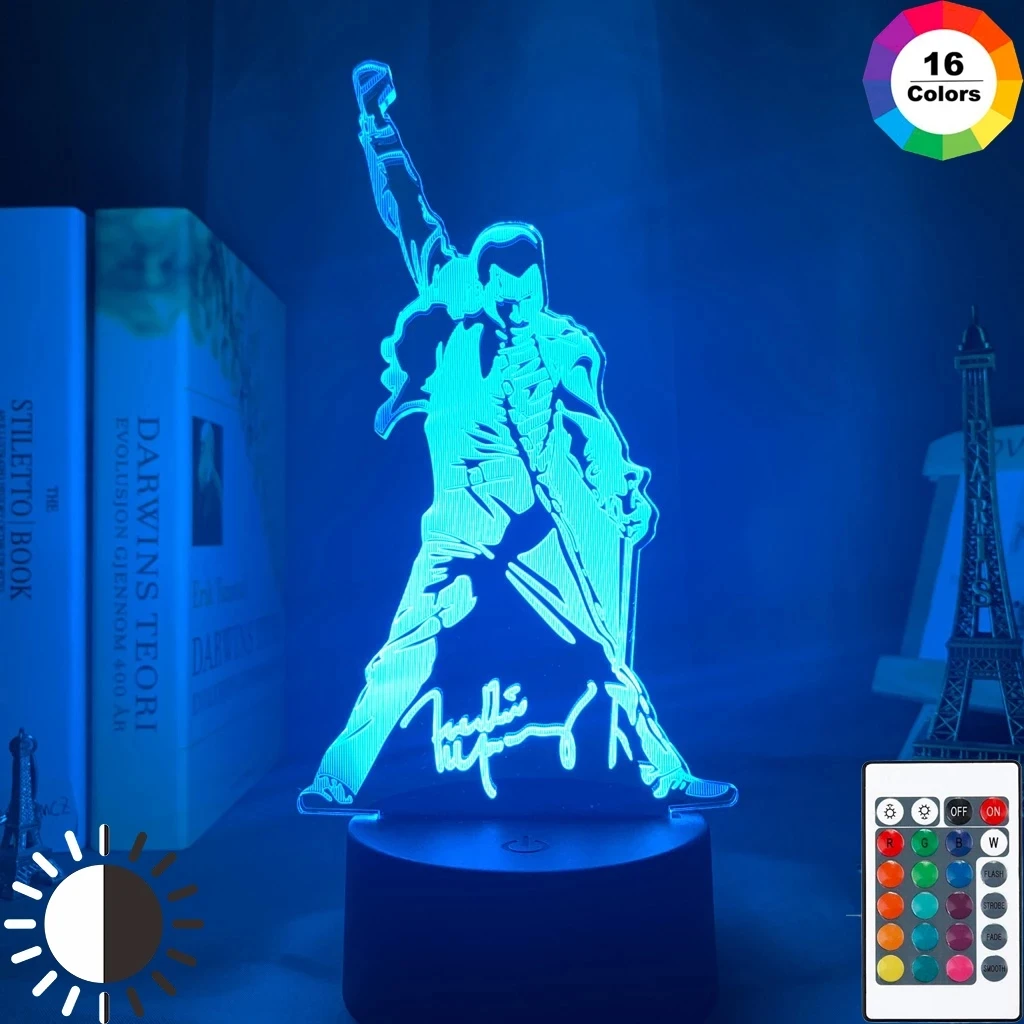 

3d Lamp Queen Freddie Mercury Figure Led Night Light Touch Sensor Baby Kids Nightlight for Office Room Decorative Lamp 3d Gift