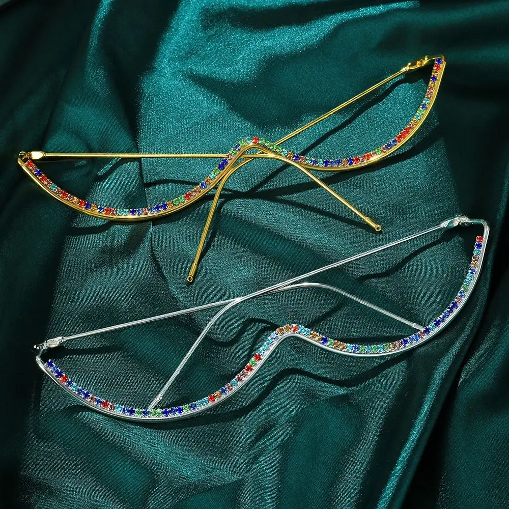 

Металлические цветные модные оправы для очков с кристаллами оправы для очков без линз украшение для лица ювелирные изделия