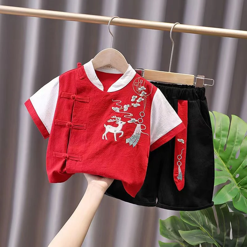 Костюм ханьфу для детей в стиле унисекс костюм Тан традиционная Праздничная