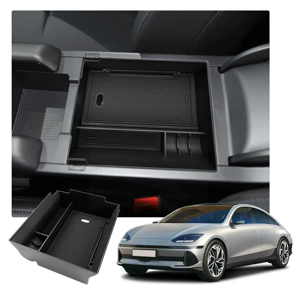 

1pcs For Ioniq 6 2023 Non-slip Rubber Armrest Storage Box Car Central Storage Box Auto Interior Ioniq 6 Accessories 2023 O0H0