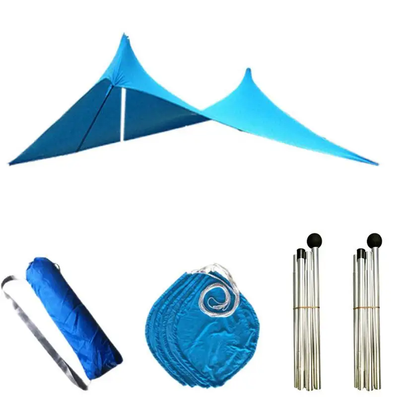 

Camping Sun Shelter UPF 50 Sun Shade Beach Shelter Canopy Portable Shade Beach Tent With 4 Sandbags For 4-8 Persons Family