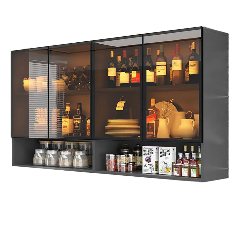 

Glass Kitchen Cabinets Wine Cupboard Single Double Door Storage Wall Mounted For Balcony Bedroom Toilet
