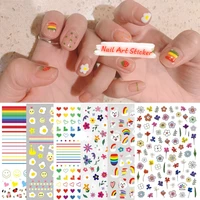 flower rainbow strawberry cherry pattern watermark designs nail art stickers water transfer decals beauty nails for decoration