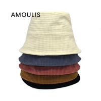 amoulis fall winter bucket hats for women and men corduroy casual sun protection fisherman hat retro travel beach caps unisex