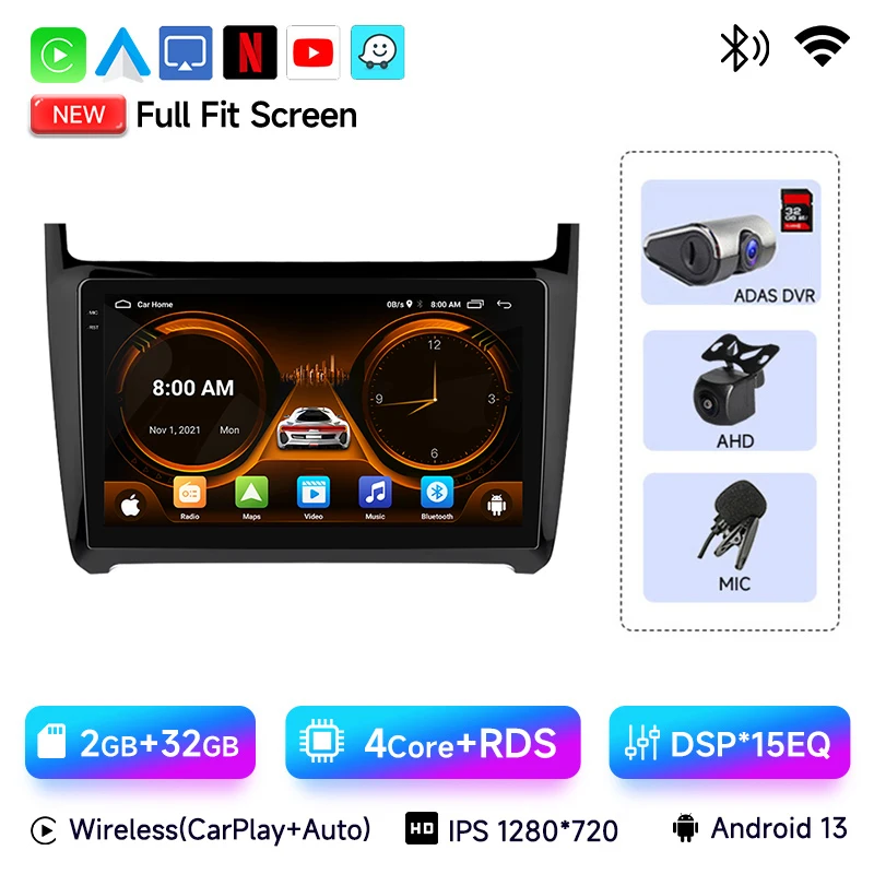 

JIUYIN AI Voice Android авто радио для VW Volkswagen POLO 5 седан 2008-2020 Carplay 4G автомобильный мультимедийный GPS 2din autoradi