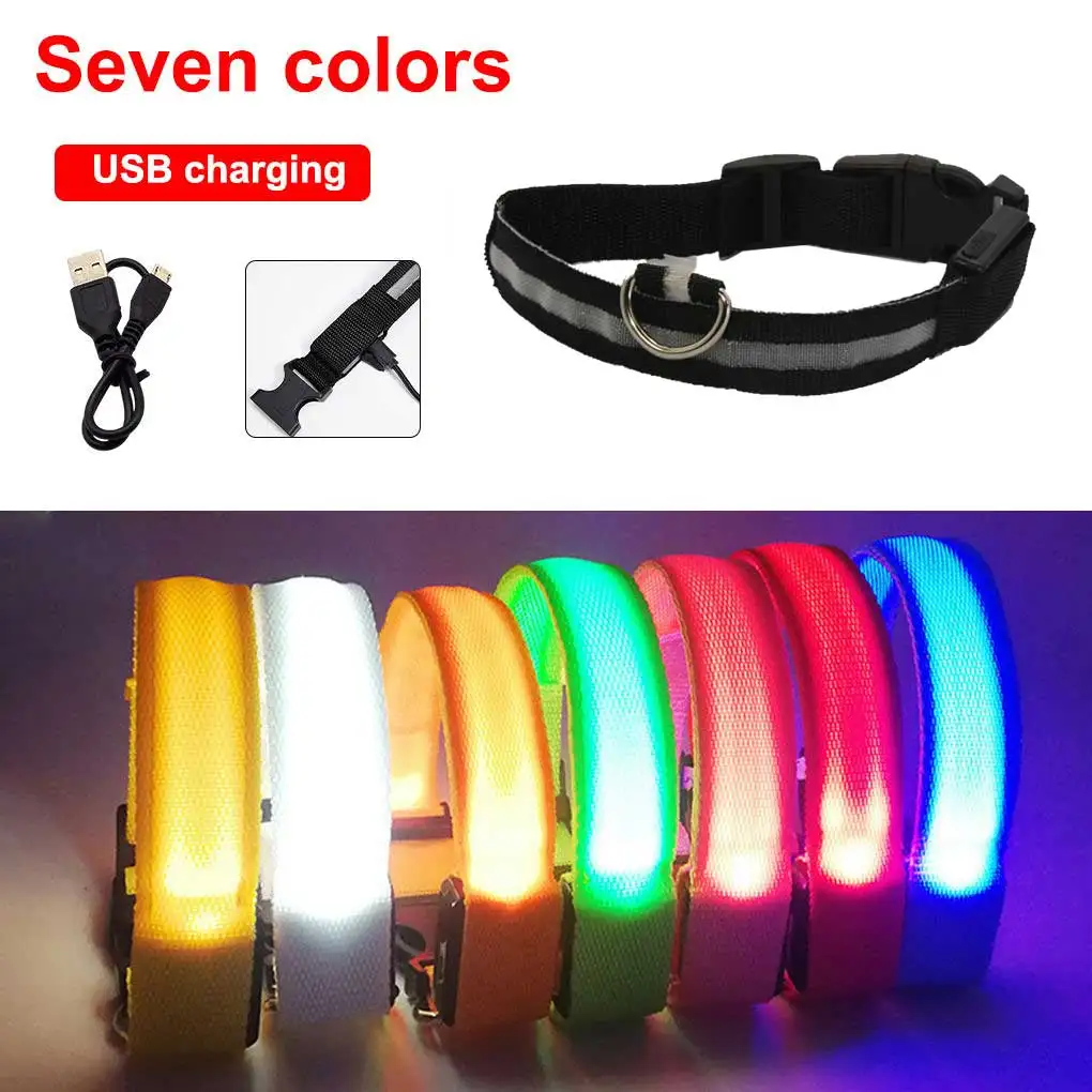 

Pets Collar LED Lighting Pet Supplies Luminous Prevention Anti-lost Collars Safety for Day Night Rechargeable