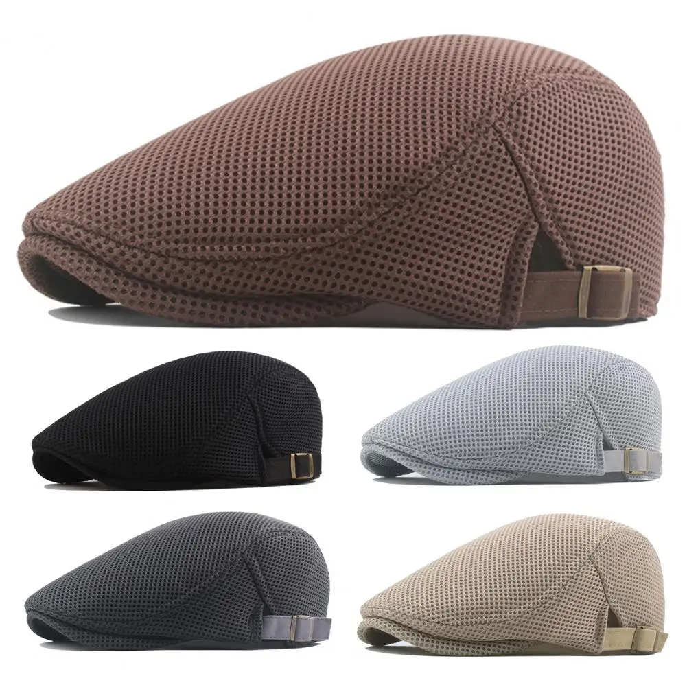 

Innovative Men Cap Decorative Washable Lightweight Breathable Mesh Adjustable Men Beret Hat