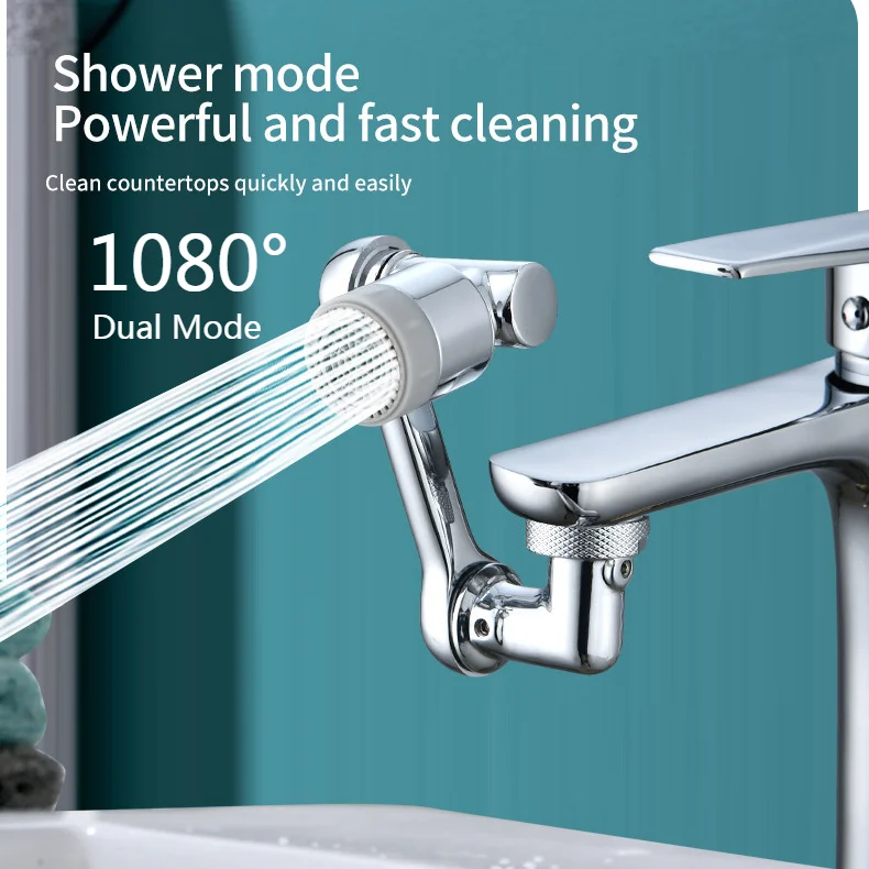 

1080 Degree Universal Extension Faucet Washbasin Tap Splash Aerator Splash Filter Faucet Adaptor Rotary Robot Arm Faucets