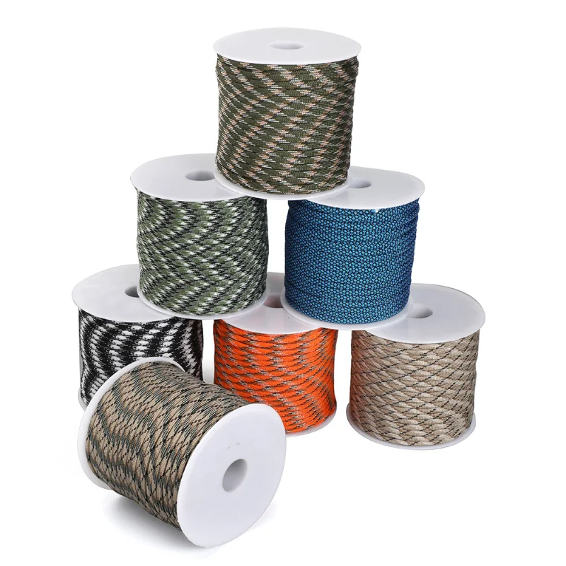 

550 Military 50M 7-Core Paracord Rope 4mm Outdoor Polyester Parachute Cord Camping Survival Umbrella Tent Bundle