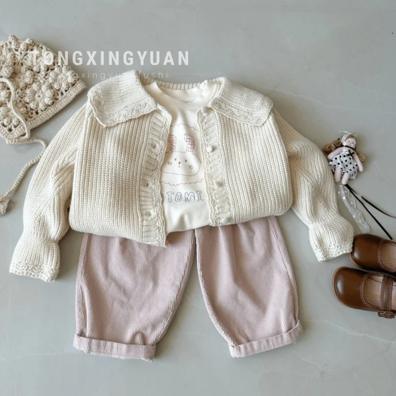 Осенняя одежда детская из Южной Кореи новый вязаный кардиган в западном стиле