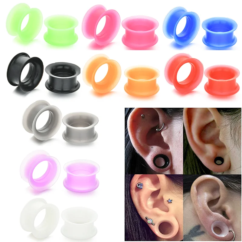 

10 PSC Silicone Ear Gauges Flexible Ear Tunnels Plugs Stretchers Expander Double Flared Flesh Ear Piercing Jewelry for Women Men