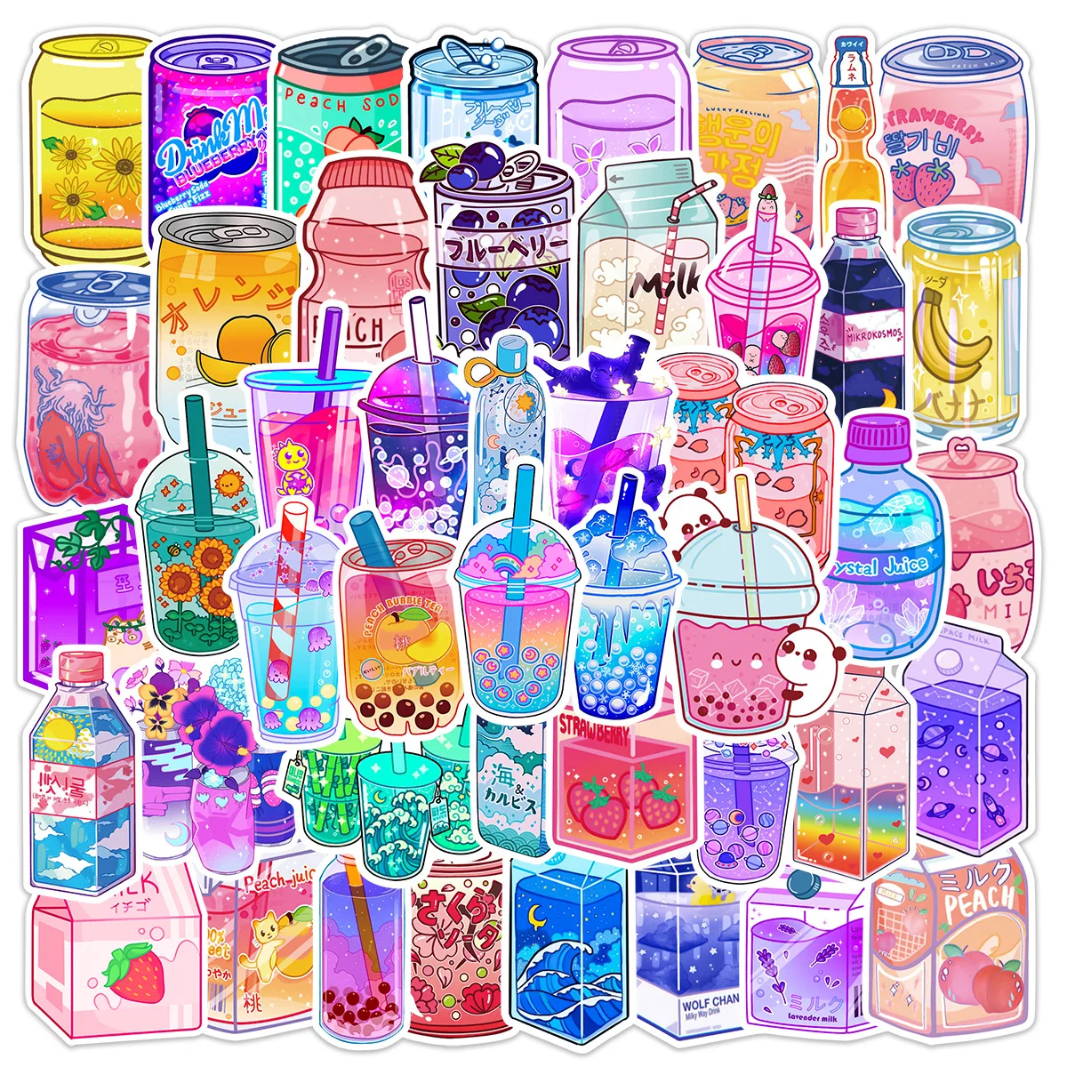 

10/30/50PCS INS Cute Drink Bottle Stickers Aesthetic Cartoon Scrapbook Laptop Phone Luggage Diary Car Beverage Decal Girls Toy