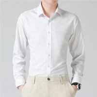 fashion dress shirt solid quality long sleeve slim fit formal business men shirts
