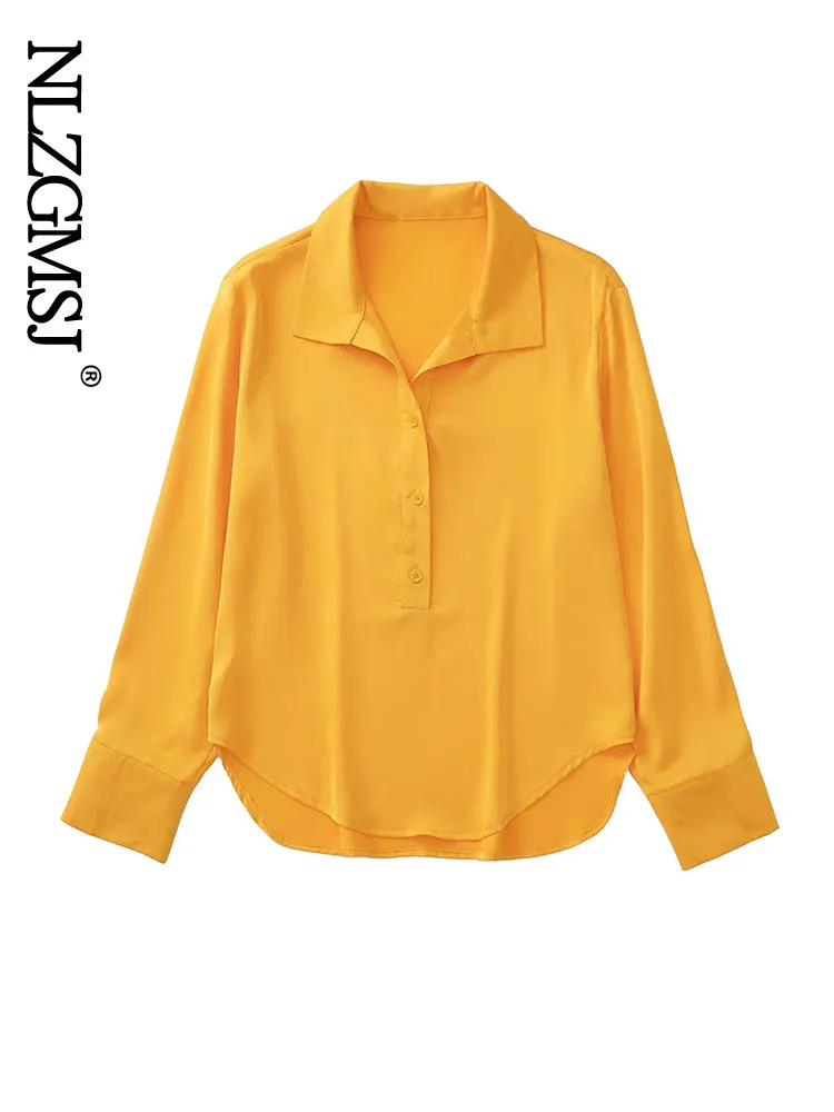 

Nlzgmsj 2022 Women Fashion Loose Asymmetry Blouses Shirts Women Vintage Long Sleeve Button-up Female Shirts Blusas Chic Tops