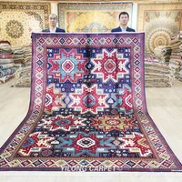 198x305cm Handmade Silk Carpet Tribal Pattern Red Kid Friendly Area Rugs (BL056)
