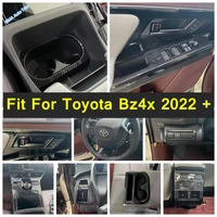 car console gear shift box panel steering wheel frame door bowl cover trim carbon fiber look for toyota bz4x 2022 2023 interior