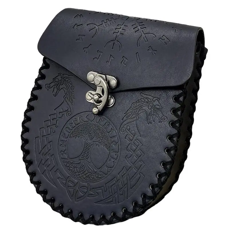 

Renaissance Bag Nordic Embossed Belt Bag Medieval Viking Leather Waist Pack Steampunk Dice Bag Belt Bag For Women Halloween