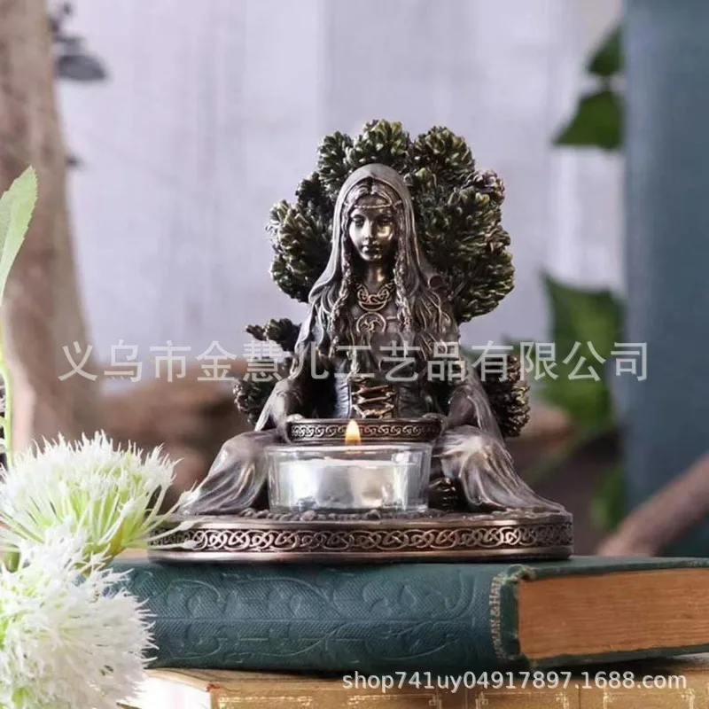 Ancient Rome Cernunnos Sitting Statue Sculpture Celtic God Candles Holder Mythology Goddess Desktop Home Decor Crafts Figurine