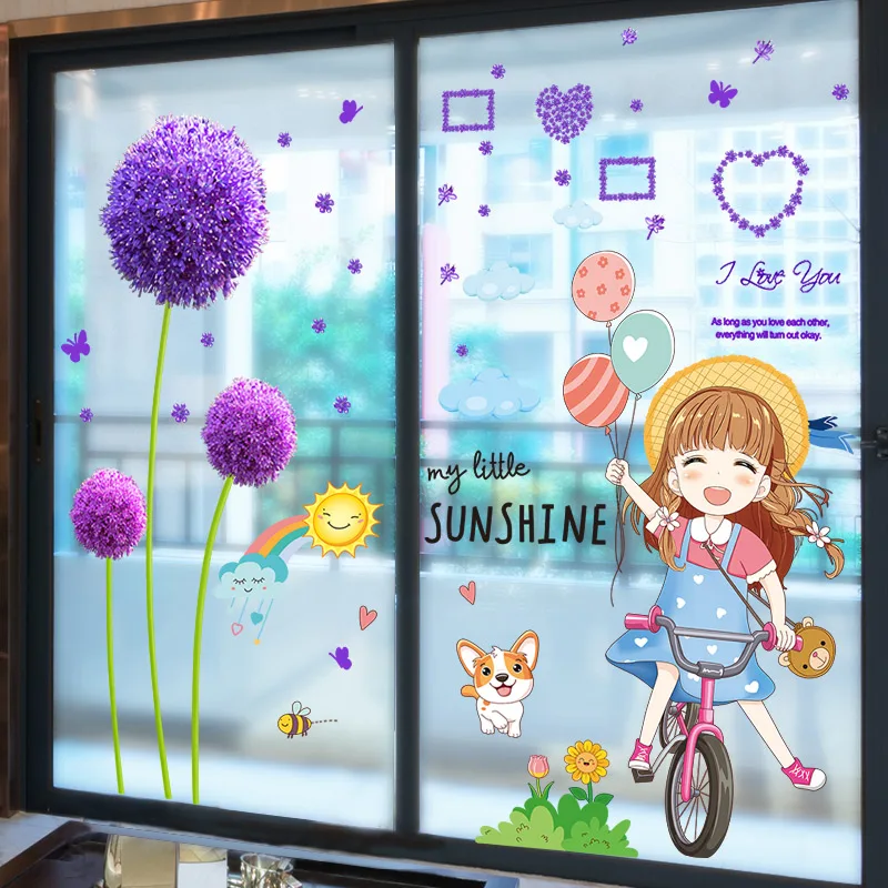 

Cartoon Girl Wall Sticker Decor DIY Dandelion Flowers Wall Decals for Kids Bedroom Living Room Children Nursery Home Decoration