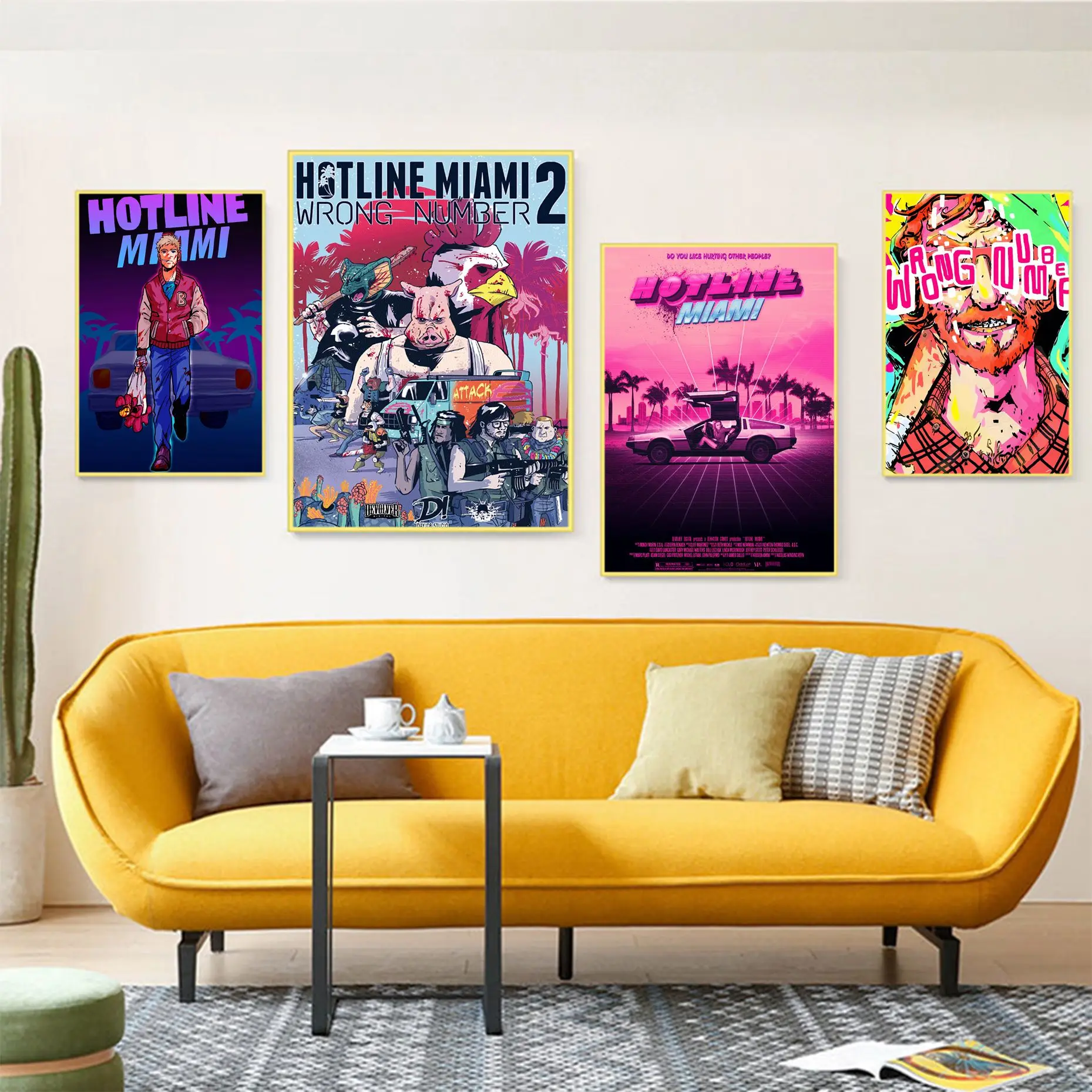 

Hotline Miami Classic Vintage Posters Kraft Paper Sticker DIY Room Bar Cafe Room Wall Decor