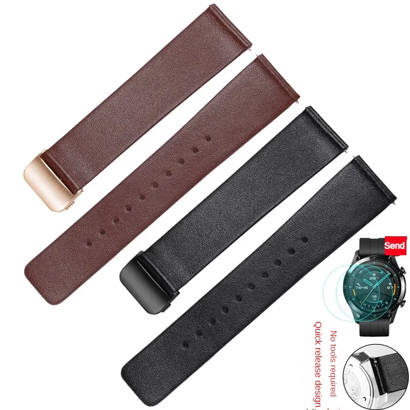 Leather Strap ADAPTS Honor 2 GT 2/3Pro Series Smart Sports Ultra-thin Cowhide Watchband 20/22mm