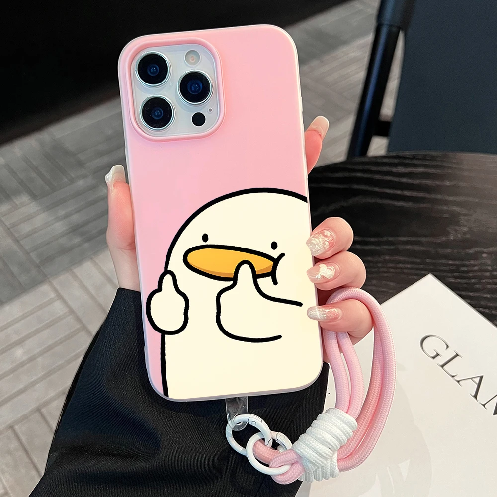 Фото Чехол для телефона Kawaii Cartoon Duck Jelly для Xiaomi 14 T 17 Pro Max 15T Pro Mi 11 Lite 5G, мягкий силиконовый матовый чехол с ремешком №4