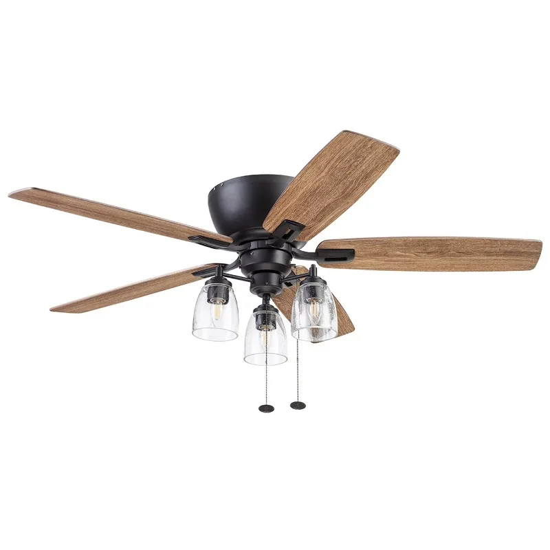 

Prominence Home Arthur 52" Bronze Farmhouse Flushmount Ceiling Fan with 5 Blades, Remote & Reverse Airflow