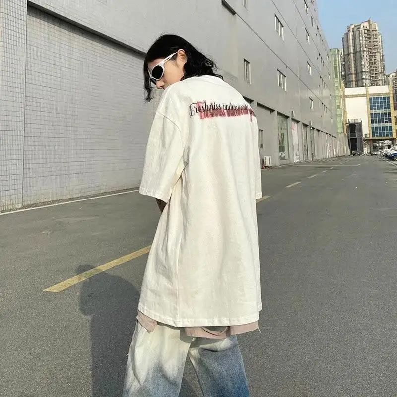 Летние женские футболки большого размера с коротким рукавом женская одежда