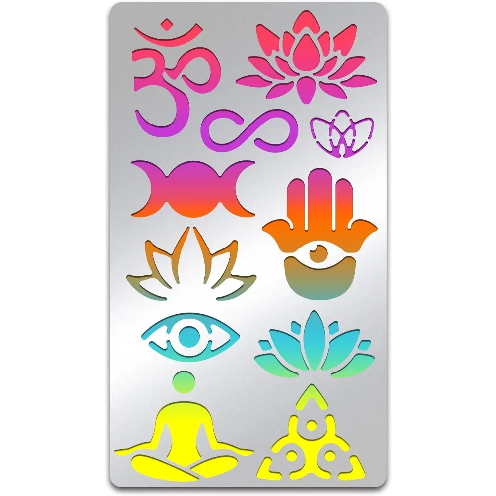 Трафарет из нержавеющей стали с цветком лотоса металлический трафарет для йоги