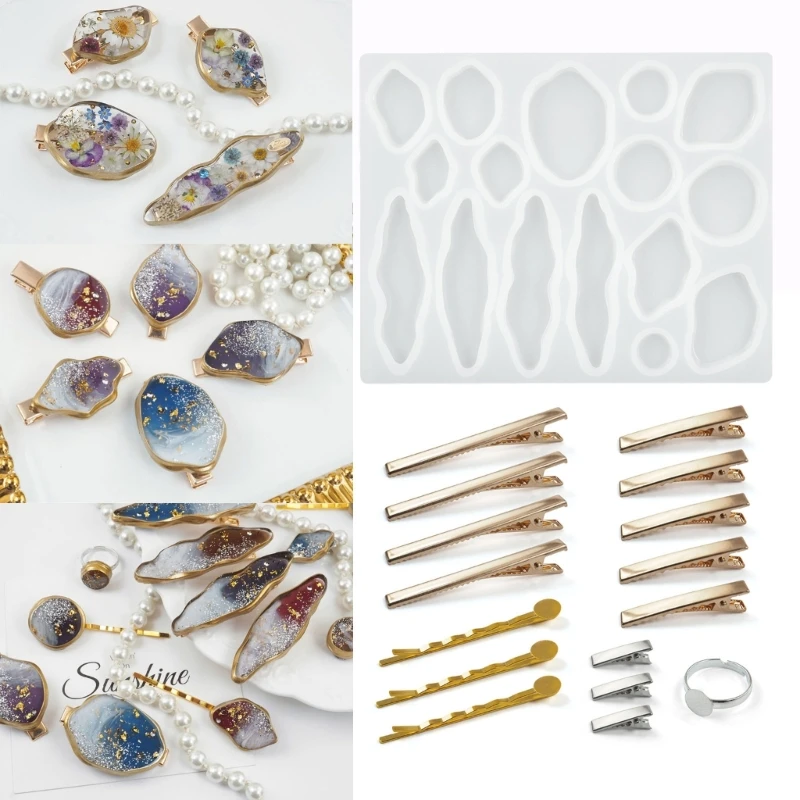 

Handmade Barrettes Silicone Epoxy Resin Molds DIY Hair Pin Acrylic Mold Hair Clip Molds Jewelry Handmade Making Tools