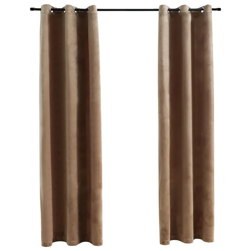 

Blackout Curtains with Rings 2 pcs Beige 37