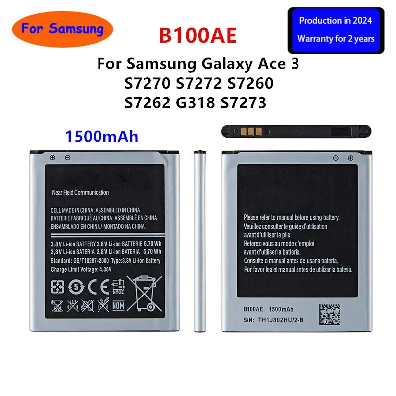 Совершенно новый аккумулятор B100AE 1500 мАч для Samsung Galaxy Ace 3 S7270 S7272 S7260 S7262 G318 S7273