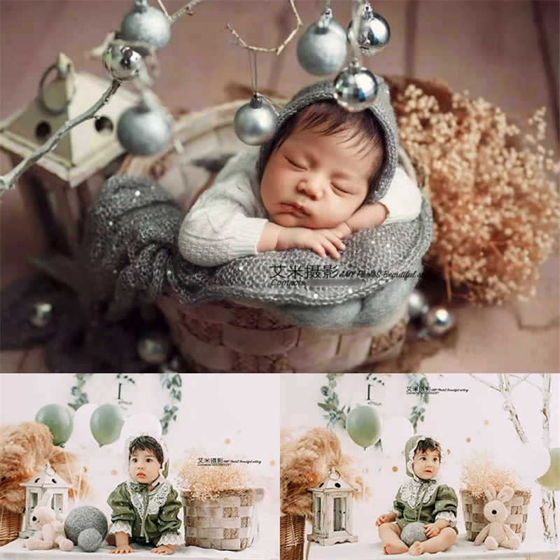 Dvotinst Newborn Photography Props Baby Hat Christmas x'mas Decorations Balls Fotografia Accessories Studio Shooting Photo Props
